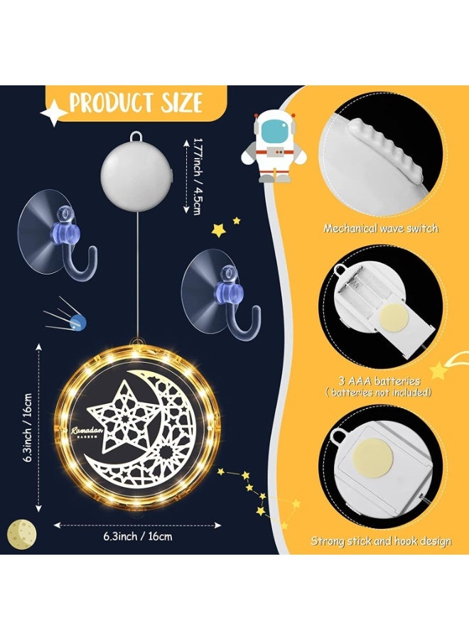 تشيلور سلسلة أضواء رمضان كريم ثلاثية الأبعاد، سلسلة أضواء LED معلقة على شكل قمر ونجمة، أضواء رمضان كريم لعيد مبارك، ديكور إسلامي، إضاءة دافئة للنوافذ، ديكورات منزلية، جدران، غرف نوم، حفلات (نجمة وقمر). - Image 3
