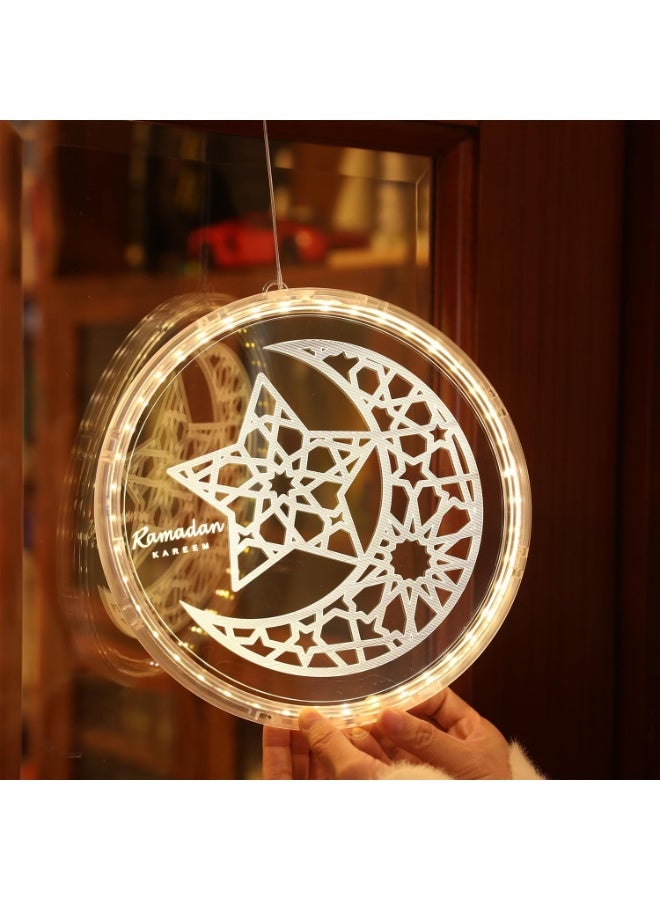 تشيلور سلسلة أضواء رمضان كريم ثلاثية الأبعاد، سلسلة أضواء LED معلقة على شكل قمر ونجمة، أضواء رمضان كريم لعيد مبارك، ديكور إسلامي، إضاءة دافئة للنوافذ، ديكورات منزلية، جدران، غرف نوم، حفلات (نجمة وقمر). - Image 5