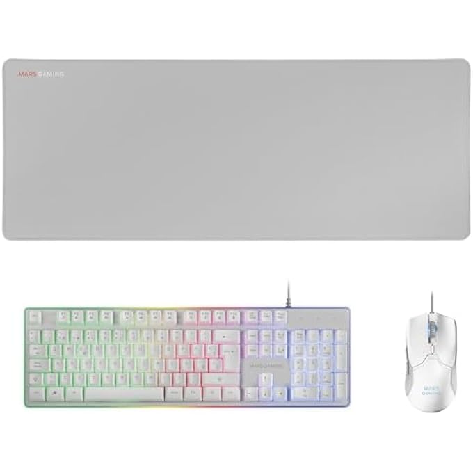 MARS GAMING MCPXWES, COMBO H-MECH KEYBOARD + ULTRALIGHT MOUSE + MOUSE PAD XXL, WHITE, ES - Image 1