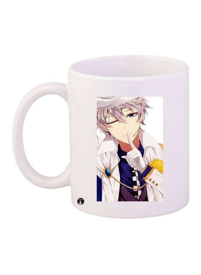 Anime Boy Printed Coffee Mug White/Blue/Yellow 11ounce