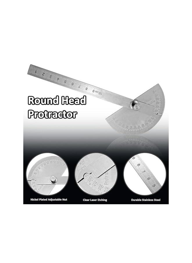 PROMASS Angle Finder Protractor 180° Stainless Steel 100mm Swing Arm Precision Scale Woodworking Ruler  - Image 3