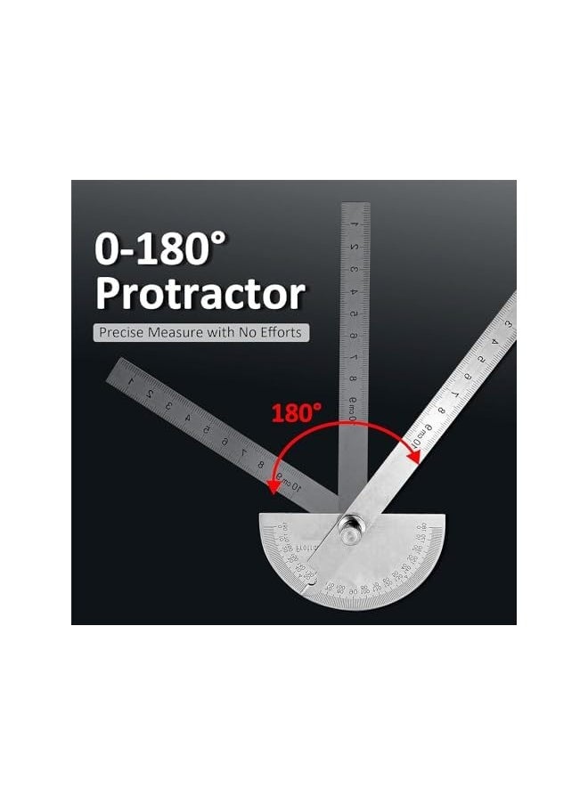 PROMASS Angle Finder Protractor 180° Stainless Steel 100mm Swing Arm Precision Scale Woodworking Ruler  - Image 5