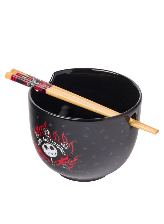 Silver Buffalo - Silver Buffalo Disney Nightmare Before Christmas Jack Skellington Ceramic Ramen Noodle Rice Bowl with Chopsticks, Microwave Safe, 20 Ounces - Image 1