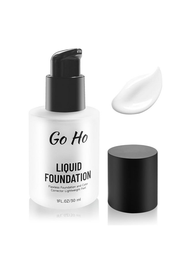 Go Ho White Liquid Foundation,Full Coverage White Foundation,Color Corrector White Demi Matte Finish for Goth Clown Make up, Daily,Cosplay, Halloween Makeup - Image 1