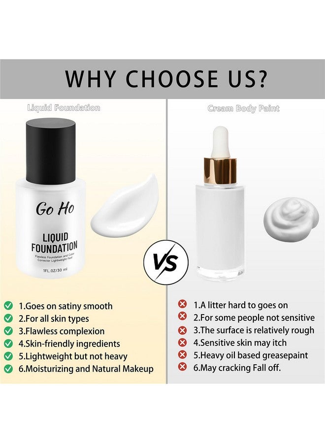 Go Ho White Liquid Foundation,Full Coverage White Foundation,Color Corrector White Demi Matte Finish for Goth Clown Make up, Daily,Cosplay, Halloween Makeup - Image 5