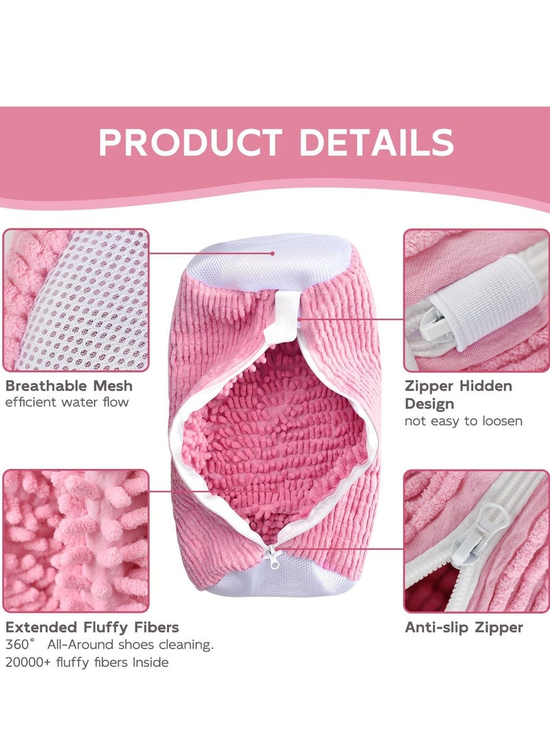 2PCS Pink & Purple Mesh Laundry Shoe Bags - Durable Zippered Wash Bags for Shoes, Delicates Protection - Image 3