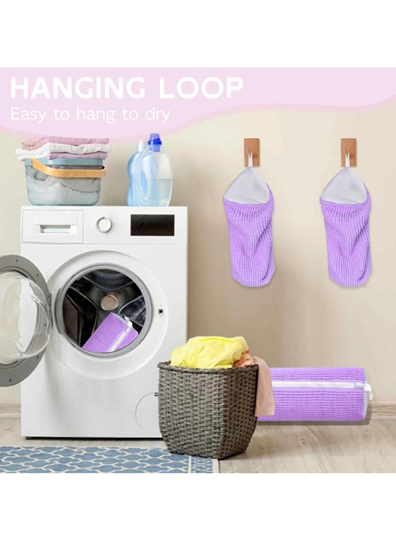 2PCS Pink & Purple Mesh Laundry Shoe Bags - Durable Zippered Wash Bags for Shoes, Delicates Protection - Image 4