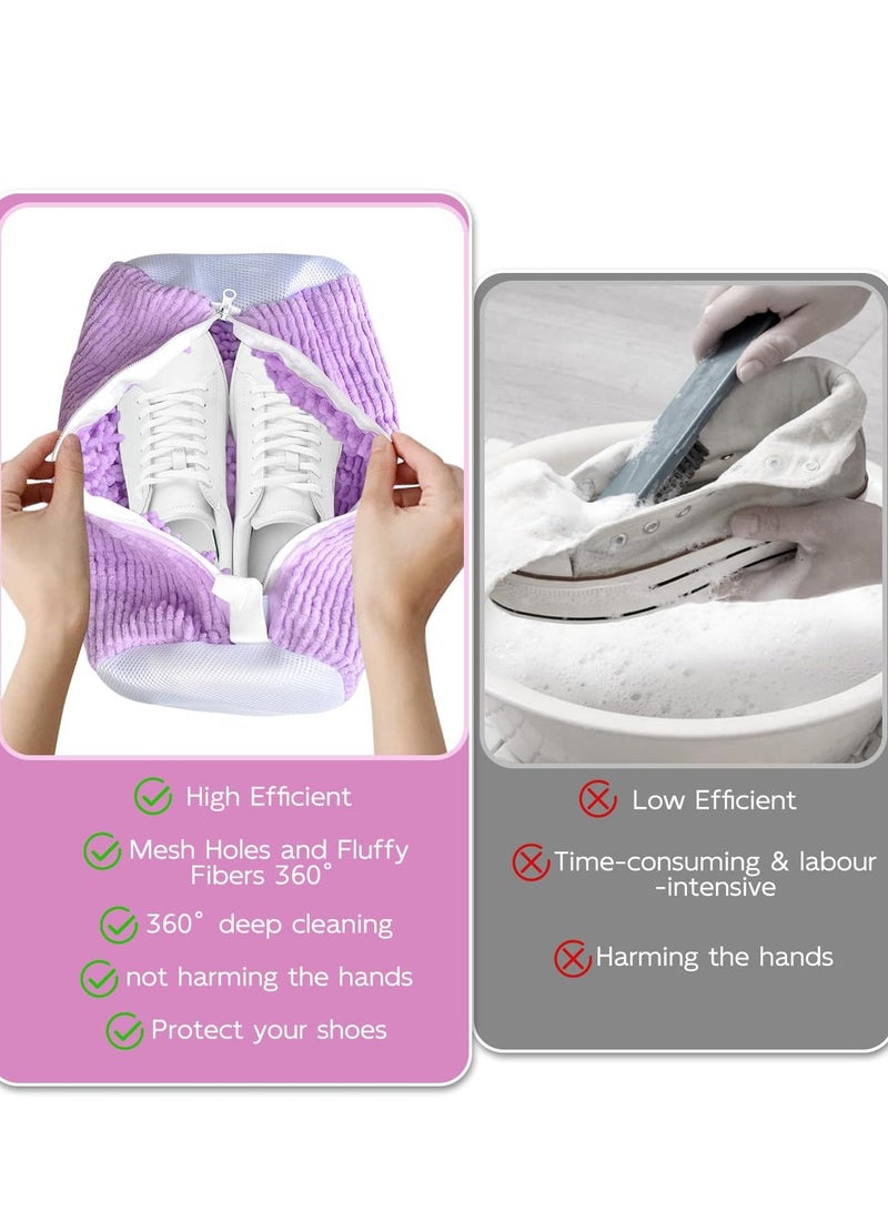 2PCS Pink & Purple Mesh Laundry Shoe Bags - Durable Zippered Wash Bags for Shoes, Delicates Protection - Image 5
