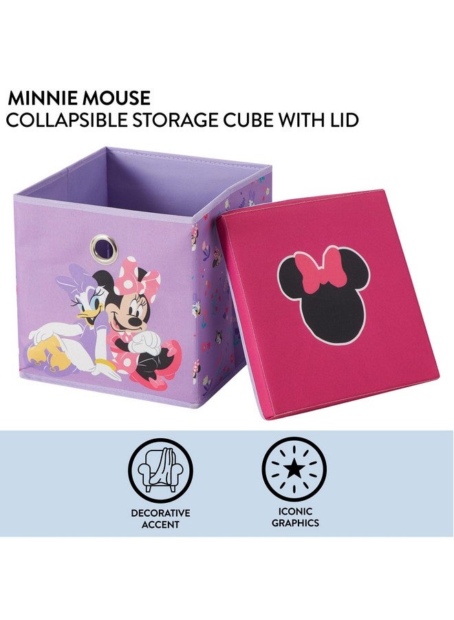 Idea Nuova فكرة جديدة صندوق تخزين قماش قابل للطي من ديزني ميني ماوس، سلة تنظيم 10 بوصات مع غطاء لغرفة النوم، غرفة اللعب، والخزانة - Image 2