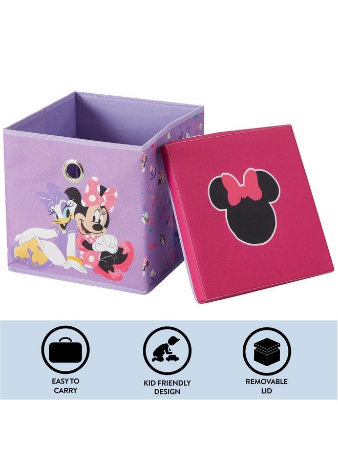 Idea Nuova فكرة جديدة صندوق تخزين قماش قابل للطي من ديزني ميني ماوس، سلة تنظيم 10 بوصات مع غطاء لغرفة النوم، غرفة اللعب، والخزانة - Image 3