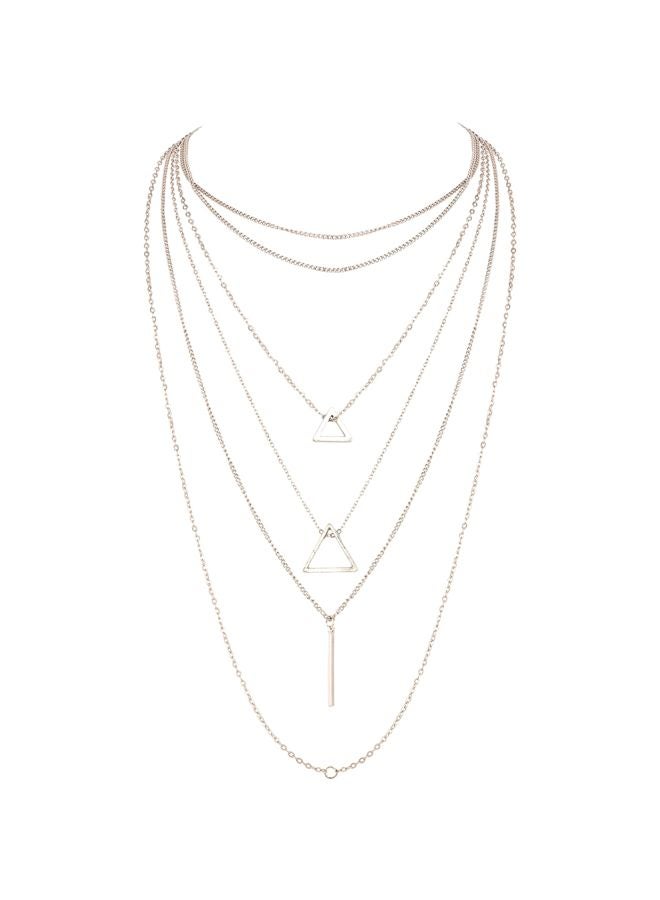 Alloy Triangle Designed Multilayer Necklace