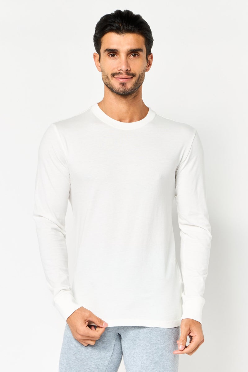 Allbirds تي شيرت رياضي للرجال بأكمام طويلة مناسب في الهواء الطلق، أبيض فاتح - Image 1