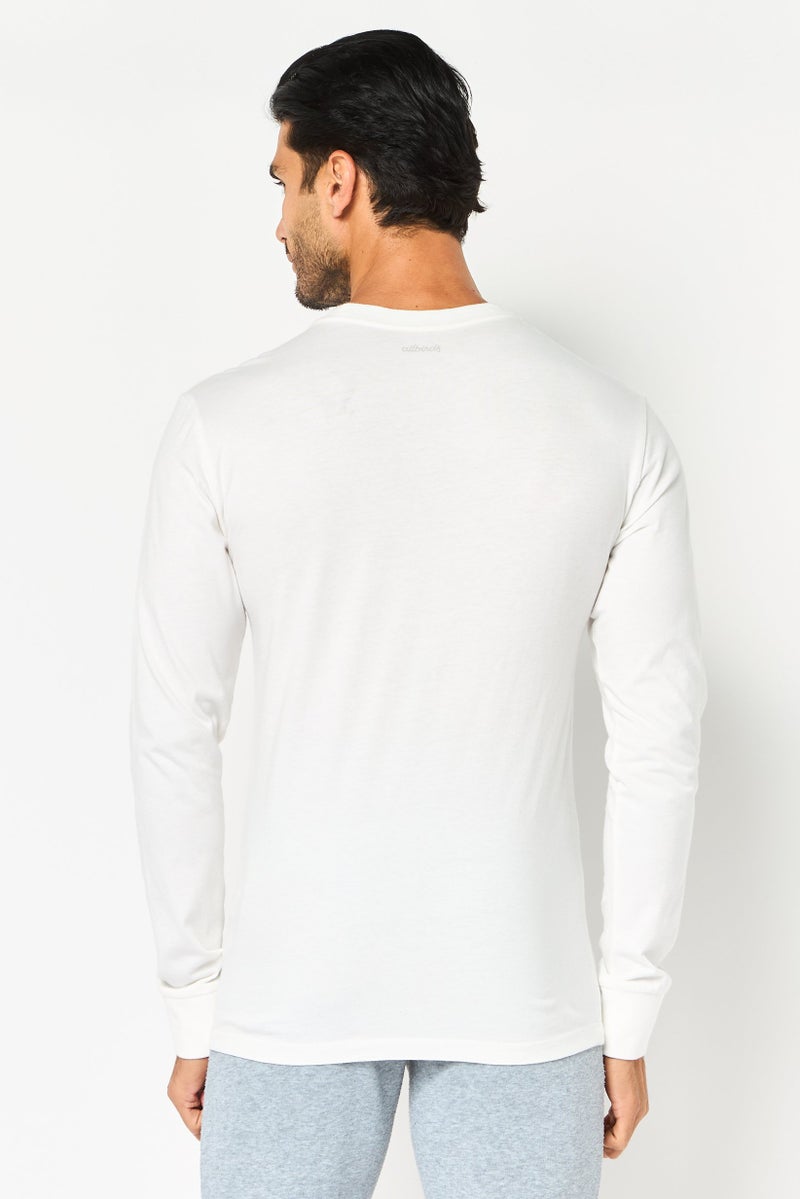 Allbirds تي شيرت رياضي للرجال بأكمام طويلة مناسب في الهواء الطلق، أبيض فاتح - Image 4