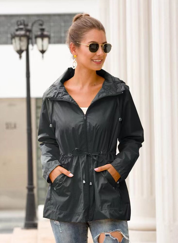 Loquat Autumn Winter Women's Hooded Windbreaker Casual Coat 