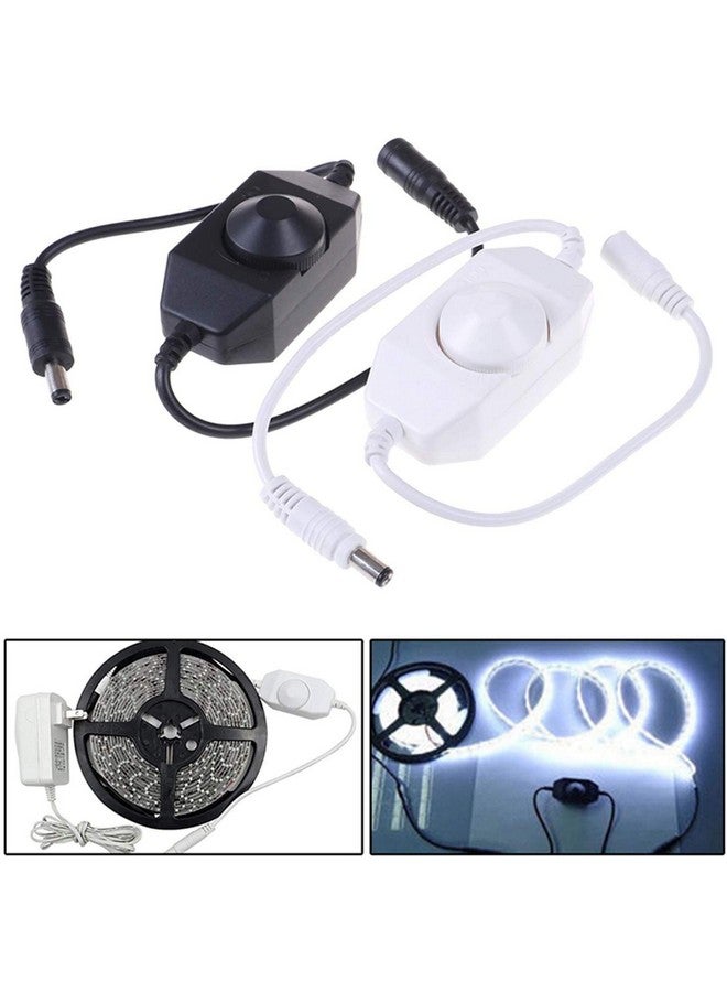 Maxmoral 1pc DC 12V 24V LED Strip Dimmer Switch with DC Female Male Adapter Single Color Mini LED Lamp Lighting Accessories Brightness Adjustable Controller Manual Knob Dimmer Switch White - Image 3