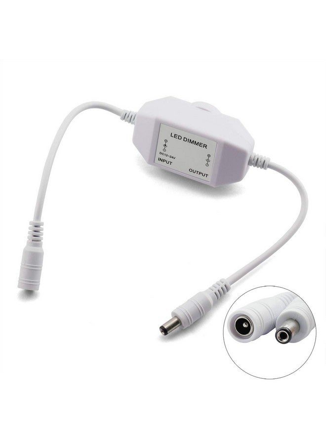 Maxmoral 1pc DC 12V 24V LED Strip Dimmer Switch with DC Female Male Adapter Single Color Mini LED Lamp Lighting Accessories Brightness Adjustable Controller Manual Knob Dimmer Switch White - Image 2