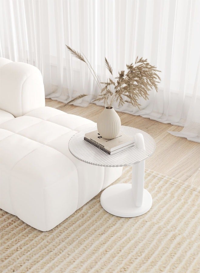 C&C Home Set of 2 Modern Design Stylish Luxury Round Edges Tempered Glass and Premium Wood Coffee Table Side Table Center Table for Bedroom Offices 80x33 and 50x39 Centimeter - Image 3