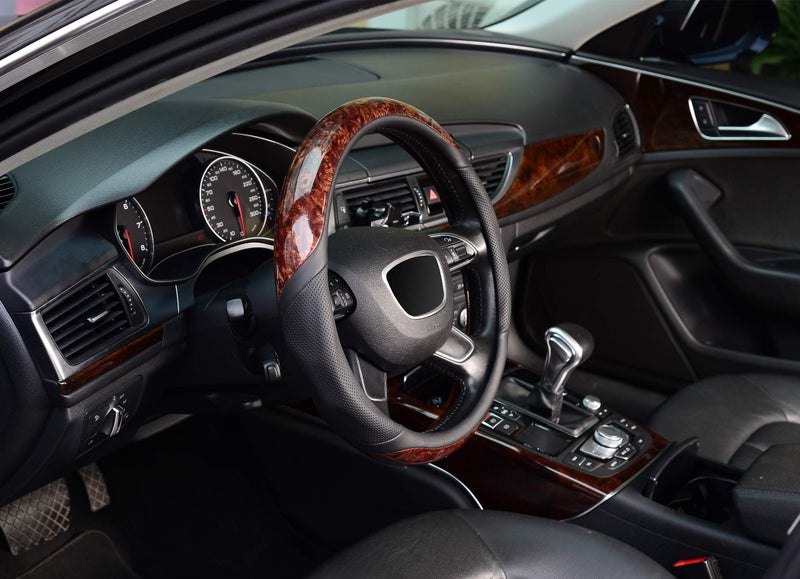 KAFEEK 16 inch Wood Grain Steering Wheel Cover, Compatible for F150 F250 F350 Ram 4Runner Tacoma Tundra Range Rover - Image 4