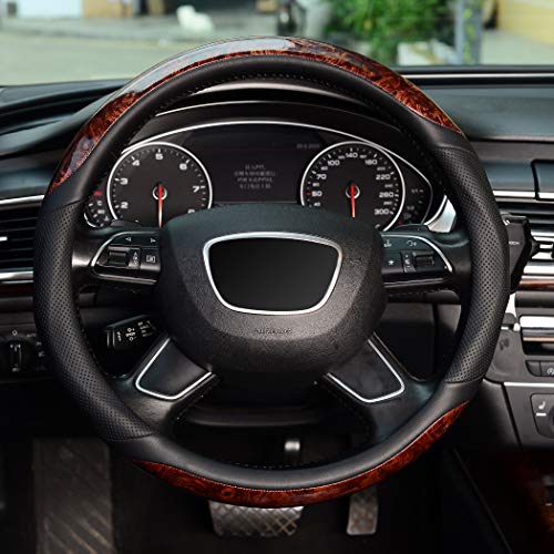 KAFEEK 16 inch Wood Grain Steering Wheel Cover, Compatible for F150 F250 F350 Ram 4Runner Tacoma Tundra Range Rover - Image 2