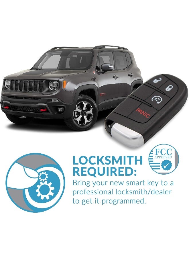Keyless2Go Replacement for 4 Button Proximity Smart Key for Jeep Renegade M3N-40821302 735636994 - Image 5