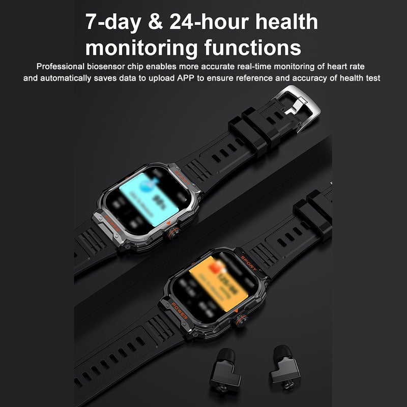 Smartwatch with Earbuds 2.01-inch IPS High-Clear Screen Sports Health Sleep Monitoring Watch NFC Function Waterproof BT5.0 TWS Earbuds Long Endurance Multi-sport Modes BT Call for Men Women - Image 3