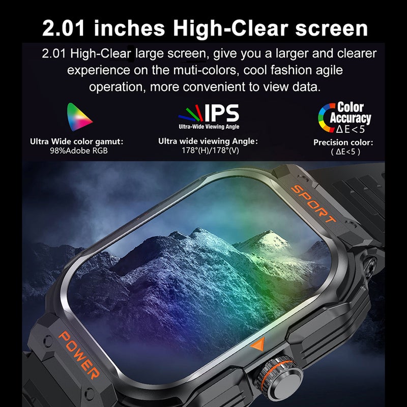 Smartwatch with Earbuds 2.01-inch IPS High-Clear Screen Sports Health Sleep Monitoring Watch NFC Function Waterproof BT5.0 TWS Earbuds Long Endurance Multi-sport Modes BT Call for Men Women - Image 2