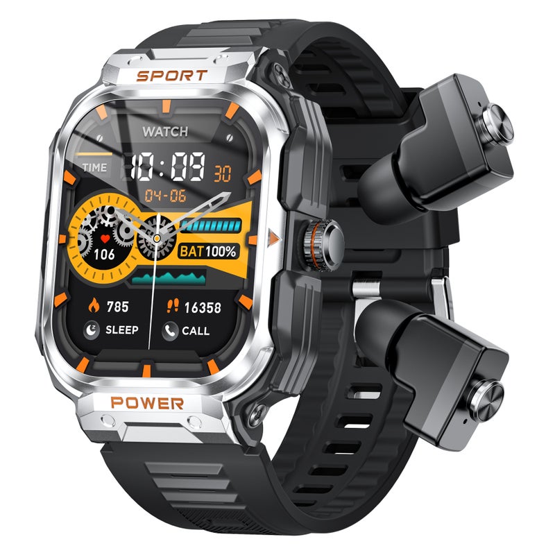 Smartwatch with Earbuds 2.01-inch IPS High-Clear Screen Sports Health Sleep Monitoring Watch NFC Function Waterproof BT5.0 TWS Earbuds Long Endurance Multi-sport Modes BT Call for Men Women - Image 1