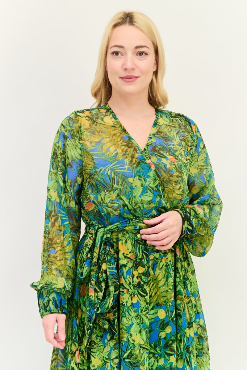Spy Zone Exchange Women Floral Print Belted Maxi Dress, Multicolor  - Image 2