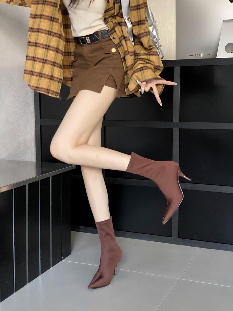 Autumn Pointed Thin Heel Fashion High Heel Boots - Image 1