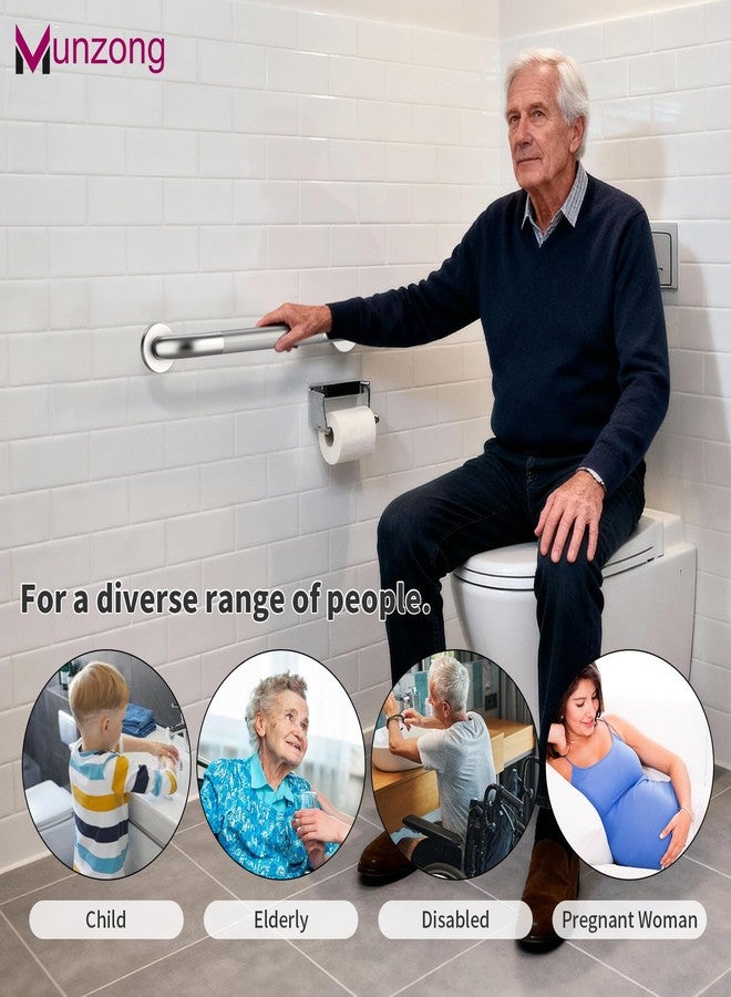 Munzong 3 Pack Commercial Handicap Grab Bars, Munzong Brushed Nickel Bathroom Grab Bar for Shower, Anti Slip Bathroom Balance Bar,Safety Hand Rail for Elderly Injury Senior (Brushed Nickel, 18", 36", 42") - Image 5