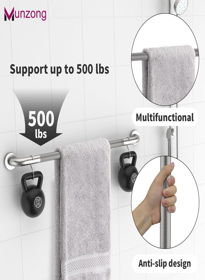 Munzong 3 Pack Commercial Handicap Grab Bars, Munzong Brushed Nickel Bathroom Grab Bar for Shower, Anti Slip Bathroom Balance Bar,Safety Hand Rail for Elderly Injury Senior (Brushed Nickel, 18", 36", 42") - Image 4