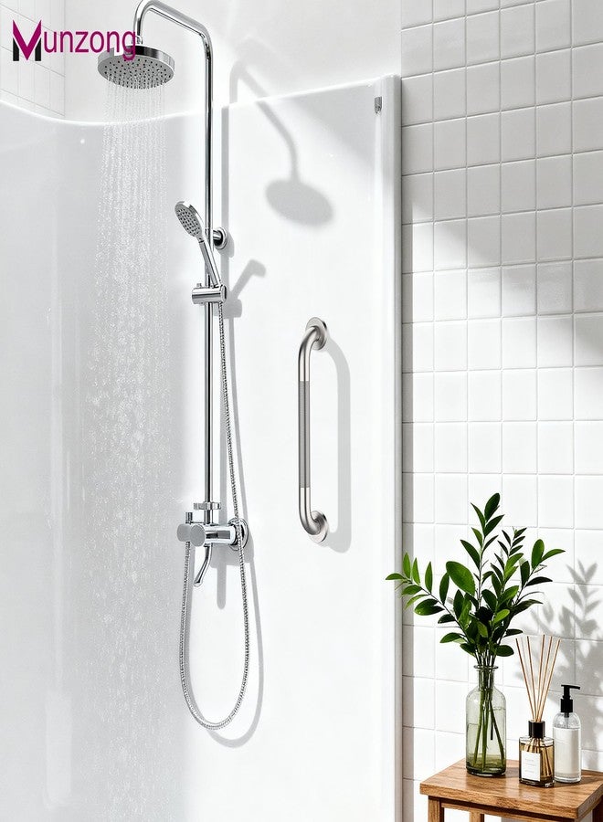Munzong 3 Pack Commercial Handicap Grab Bars, Munzong Brushed Nickel Bathroom Grab Bar for Shower, Anti Slip Bathroom Balance Bar,Safety Hand Rail for Elderly Injury Senior (Brushed Nickel, 18", 36", 42") - Image 2