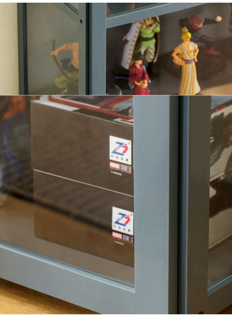 والالا خزانة عرض من الخيزران بخمس طبقات، حافظة عرض شفافة عصرية بسيطة، خزانة تحف، رف عرض زجاجي، رف منظم تخزين منزلي خشبي، خزانة كتب، رف كتب، مع باب نافذة أكريليك مزدوج - Image 5