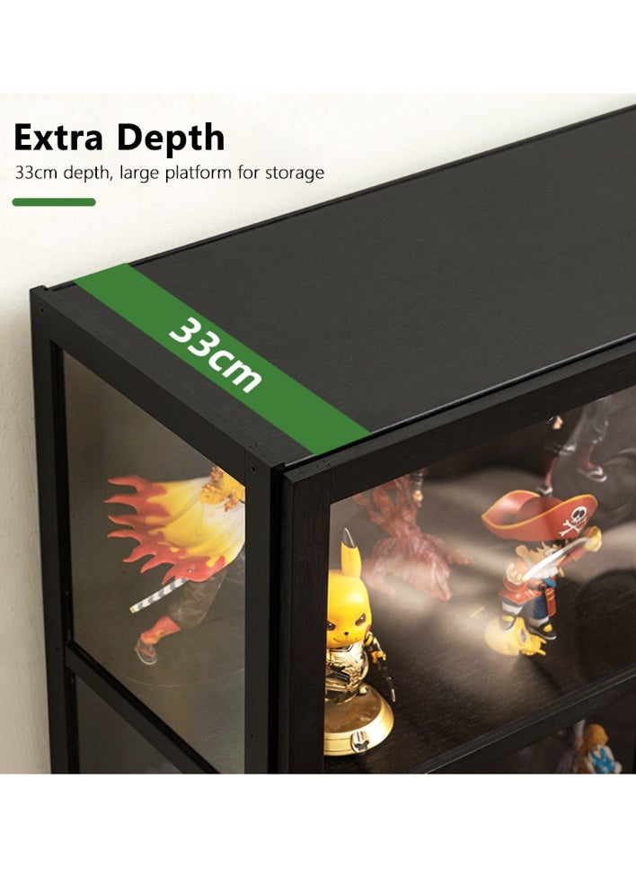 والالا خزانة عرض من الخيزران بخمس طبقات، حافظة عرض شفافة عصرية بسيطة، خزانة تحف، رف عرض زجاجي، رف منظم تخزين منزلي خشبي، خزانة كتب، رف كتب، مع باب نافذة أكريليك مزدوج - Image 4