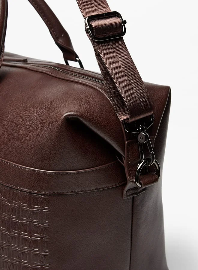 DUCHINI Textured Duffle Bag with Detachable Strap and Zip Closure
