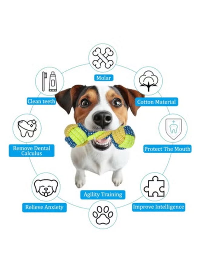 NNC PETS Dog rope toys for small to medium breeds, Interactive chew toys with Mixed textures and Braided design,  Durable knot dog toy set, Suitable for Teeth cleaning & Tug-of-war 7Pcs (Blue) - Image 4