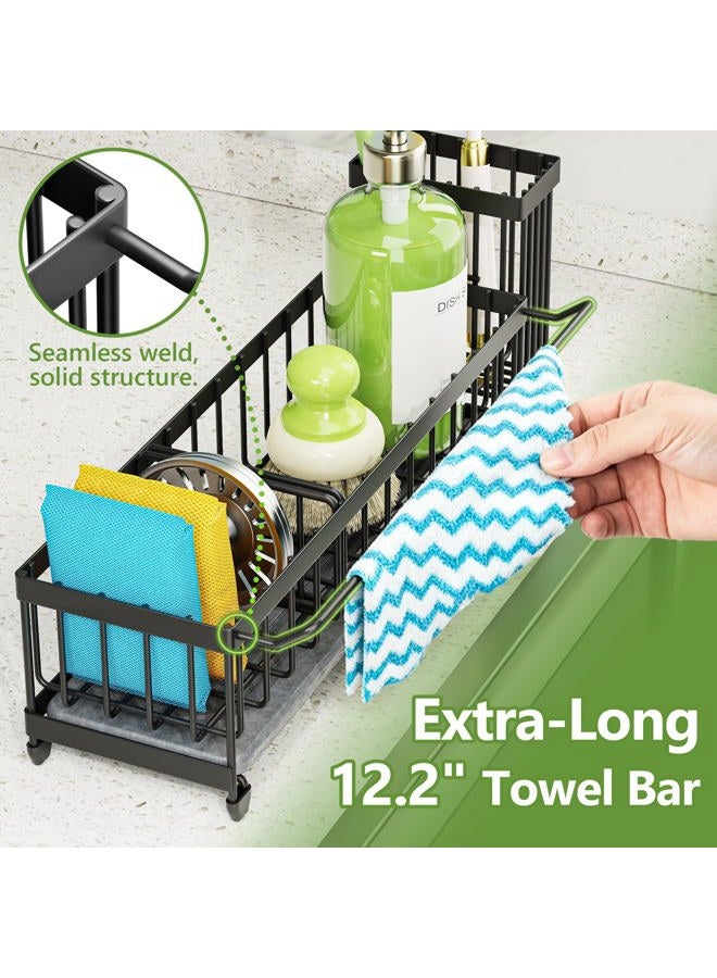 Cisily Extra Large Sink Caddy Organizer with Drying Stone, White Sponge Holder for Kitchen, Dish Brush Holder for Countertop, Kitchen Decor Storage and Essentials - Image 4