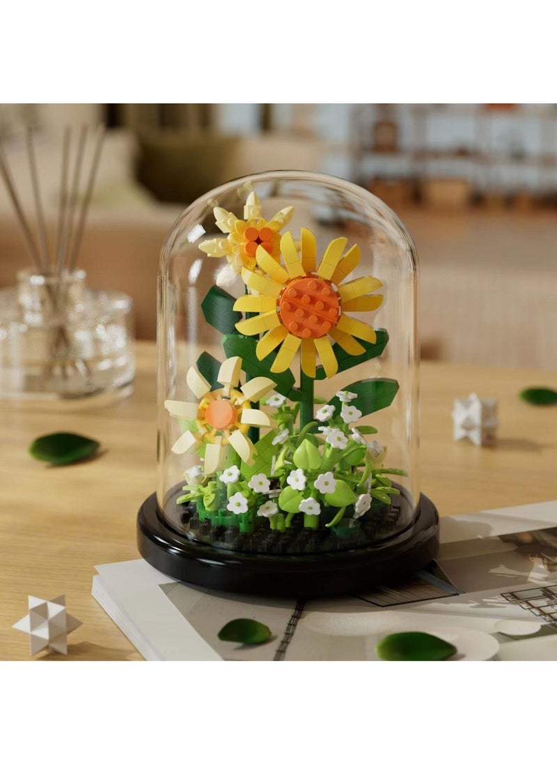 Generic - Intelligent Block Bouquet Toy for Kids 7-12 Summer time-with base dust cover-luminous with lamp belt - Image 1