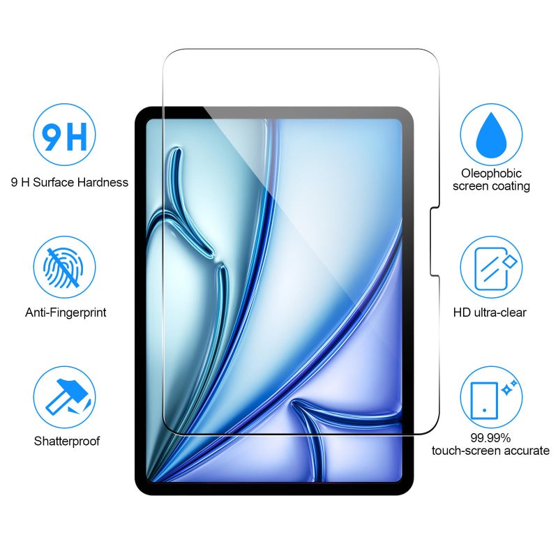 SIBEITU for iPad Air 11 Inch M3 2025 & M2 2024 Screen Protector, 2 Pack iPad Air 7th/6th Generation Tempered Glass Film, 9H Anti-Scratch HD Compatible Face ID & Case Friendly for iPad Air 11" 7/6 Gen - Image 2