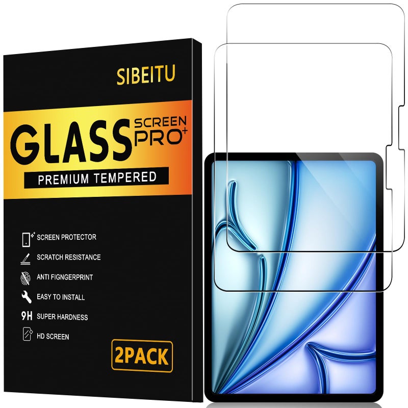 SIBEITU for iPad Air 11 Inch M3 2025 & M2 2024 Screen Protector, 2 Pack iPad Air 7th/6th Generation Tempered Glass Film, 9H Anti-Scratch HD Compatible Face ID & Case Friendly for iPad Air 11" 7/6 Gen - Image 1