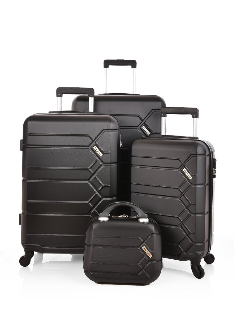 نيو ترافيل طقم حقائب أمتعة بتفاصيل نسيجية مكون من 4 قطع أسود - Image 1