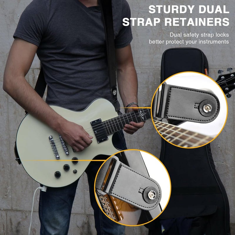 LEKATO Guitar Straps for Electric Guitar Bass, 3" Wide Padded Guitar Strap Neoprene Pad with 3D Sponge Filling Bass Guitar Straps Adjustable Length from 45" to 55" with Strap Locks, Picks, Black - Image 5