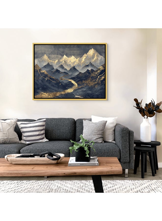 Art Decor Framed Canvas Abstract Black and Gold Mountain Landscape Wall Art Print Wall Decor for Home Office Living Room Bedroom Gifting - Image 3