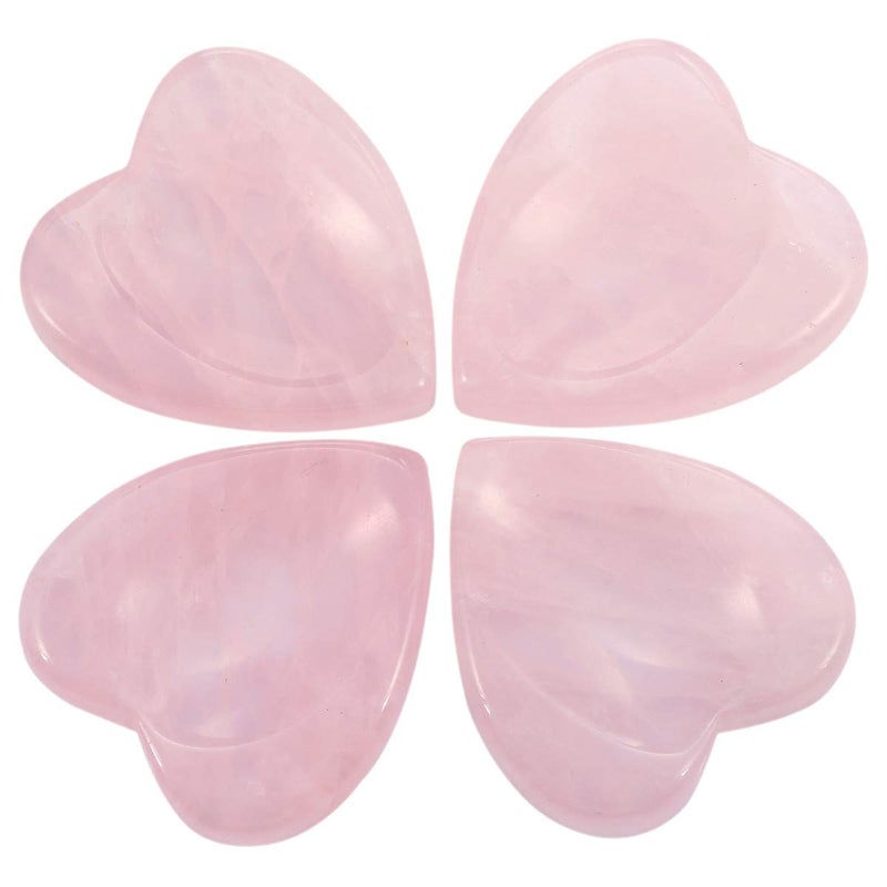 mookaitedecor Rose Quartz Thumb Worry Stone Pocket Palm Stones Crystal Healing Reiki Stress Relief Pack of 4 Heart Shape