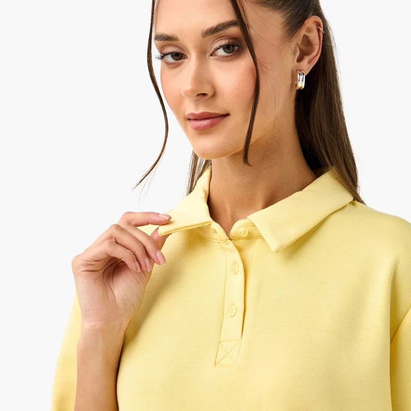 SP Characters  Garfield Print Cropped Polo T-shirt for Women | Best Price UAE