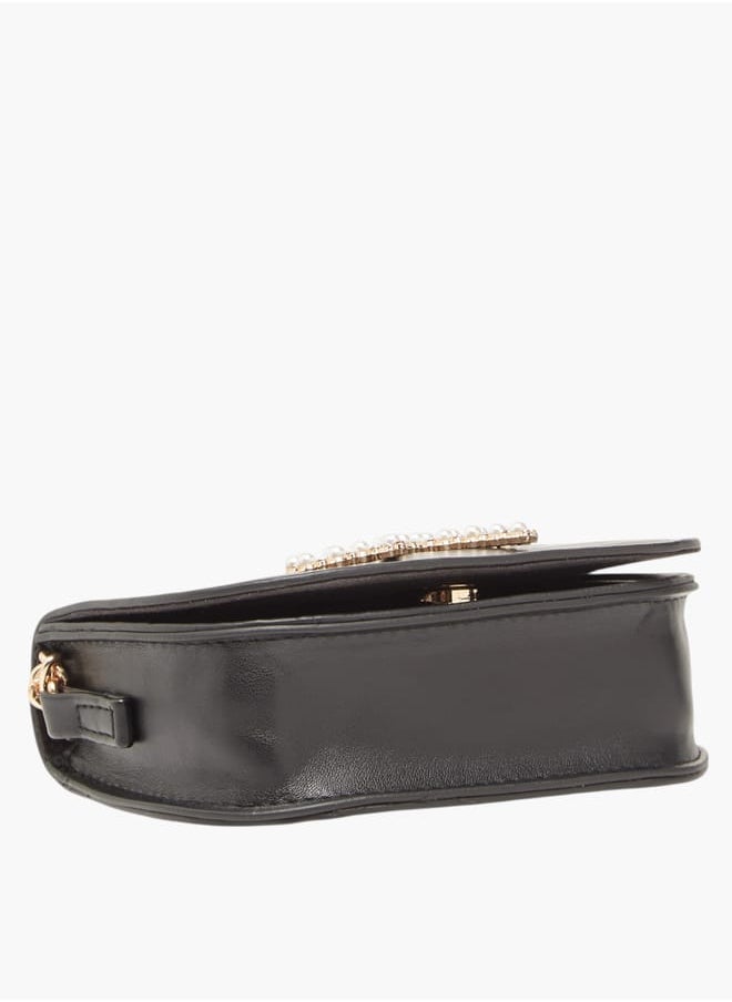 Little Missy Girls Pearl Embellished Crossbody Bag with Magnetic Button Closure  - Image 5