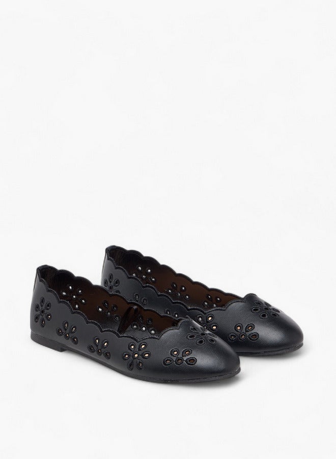 Little Missy Cut-Out Detail Slip-On Ballerina Shoes - Image 3