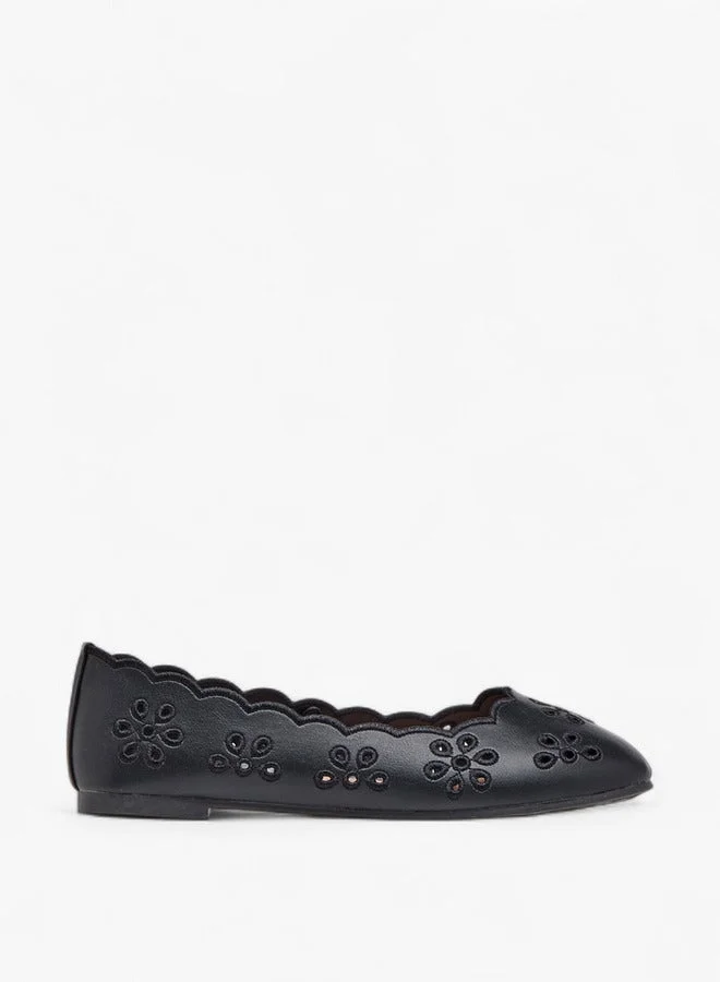 Little Missy Cut-Out Detail Slip-On Ballerina Shoes