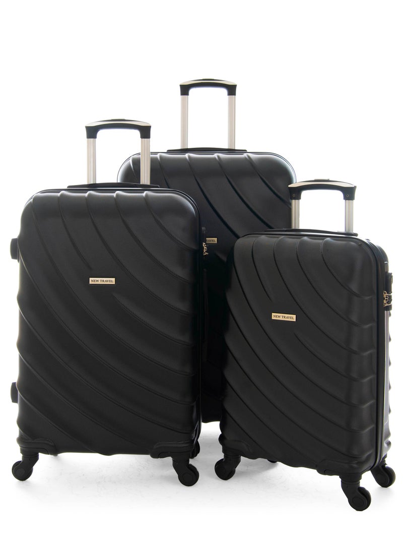 نيو ترافيل طقم شنط سفر صلب  3 قطع  لون أسود ماركة نيو ترافل مقاس 28/24/20 بوصة  BR1098/3P - Image 1