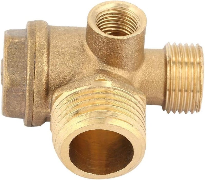 klarako Check Valve 10 x 16 x 20mm 3 Port Brass Air Compressor Male Thread Check Valve Pipe Joint, Air Valve Connector for Joining - Image 1